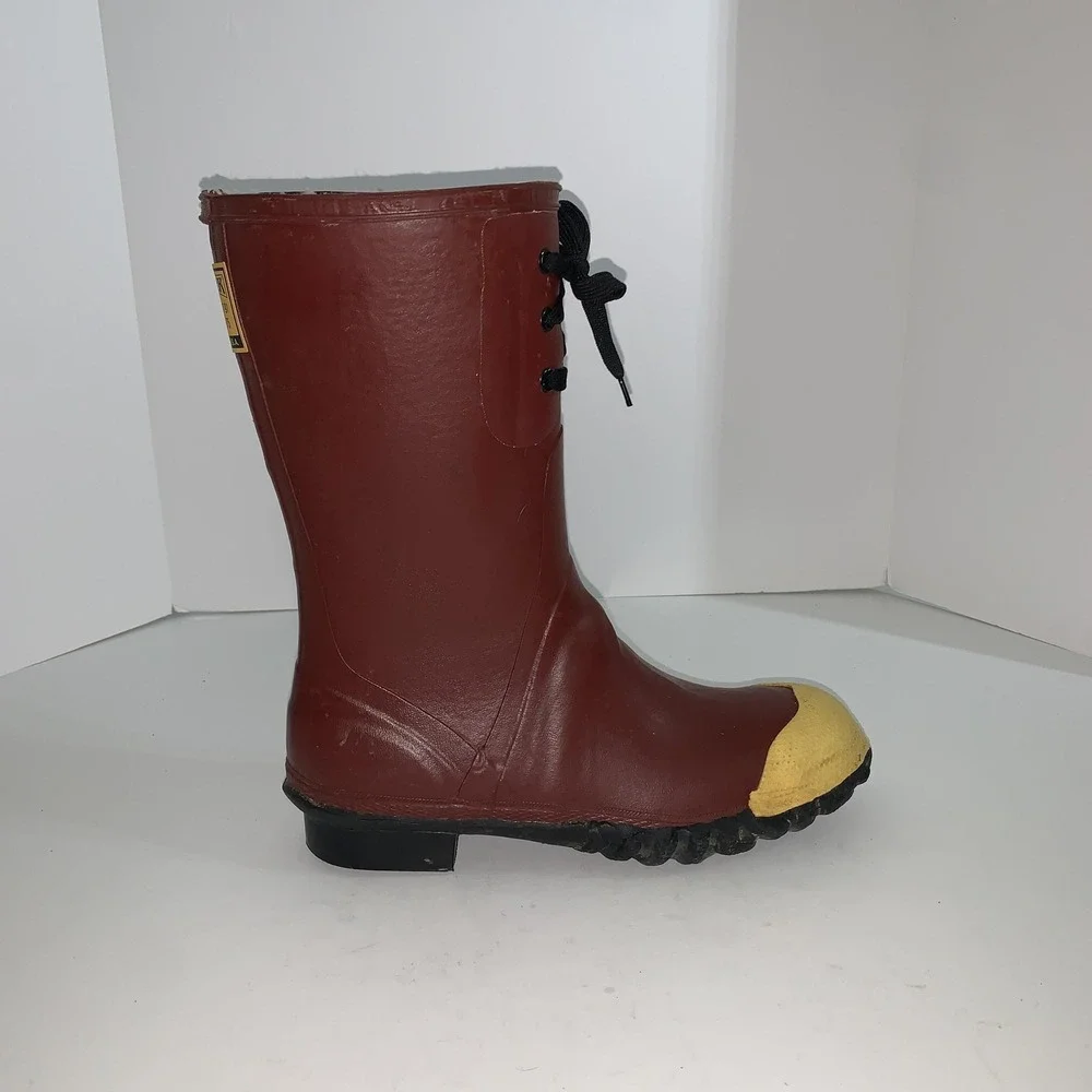 Vintage Ranger Safety Electrical Boots Mens 12 Red Rubber  Steel Toe Made USA